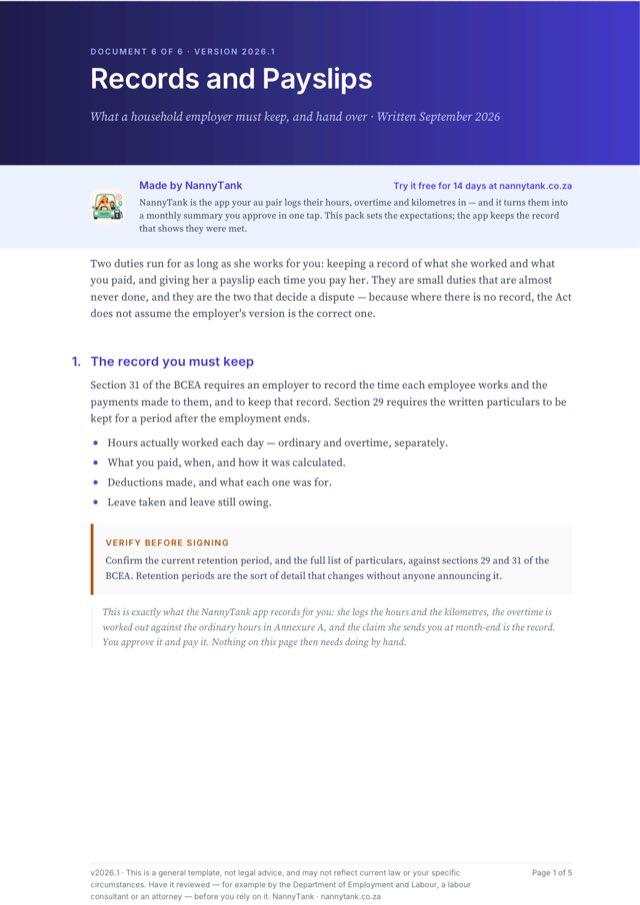 First page of Records and Payslips - What You Must Keep