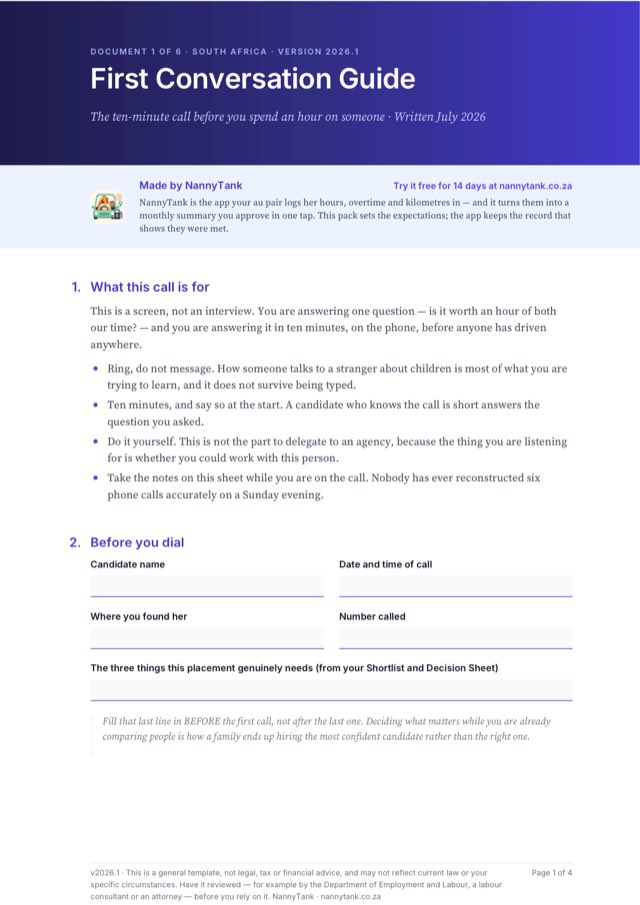 First page of First Conversation Guide