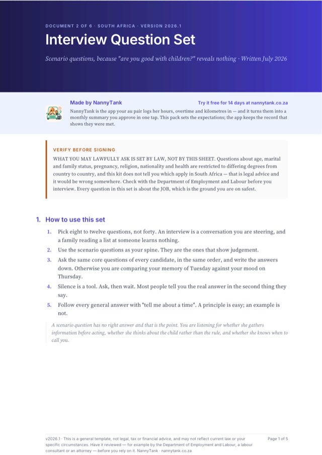 First page of Interview Question Set